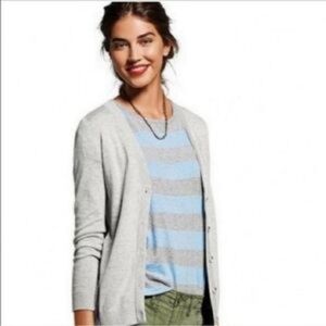 CAbi #5063 Sky Striped Heathered‎ Gray Blue Short Sleeve Tee Shirt Size small